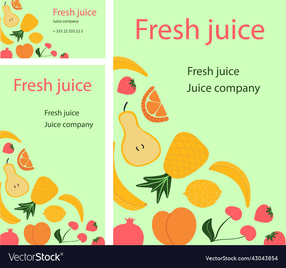 Business card and flyers with fruits