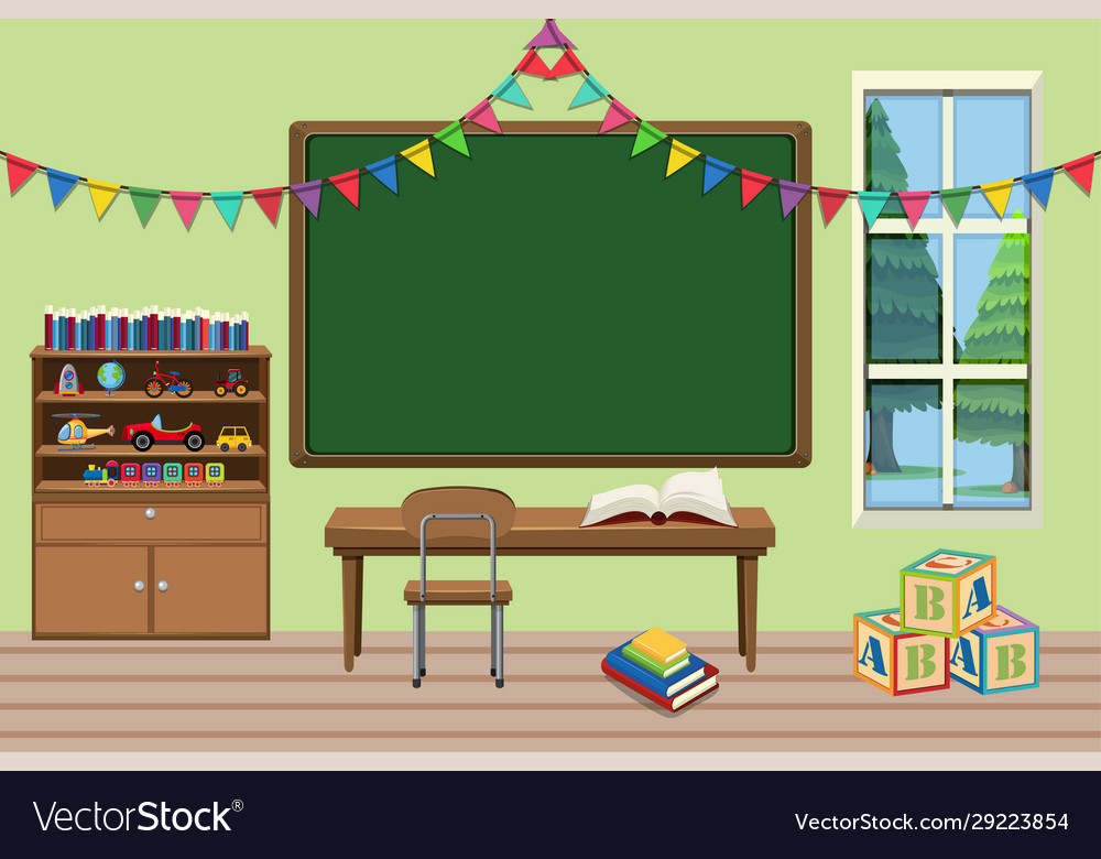 Classroom with desk and board Royalty Free Vector Image
