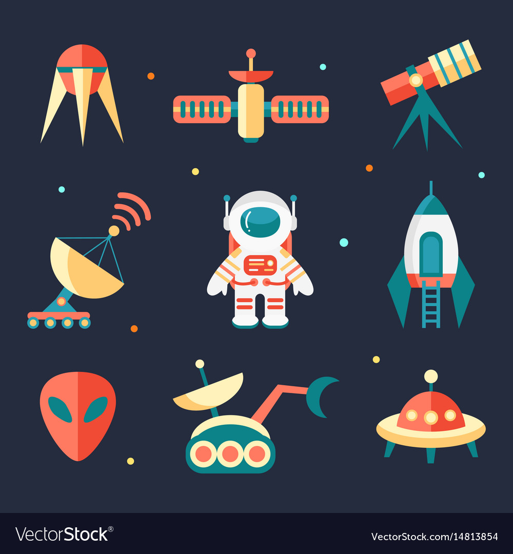 flat-outer-space-elements-royalty-free-vector-image