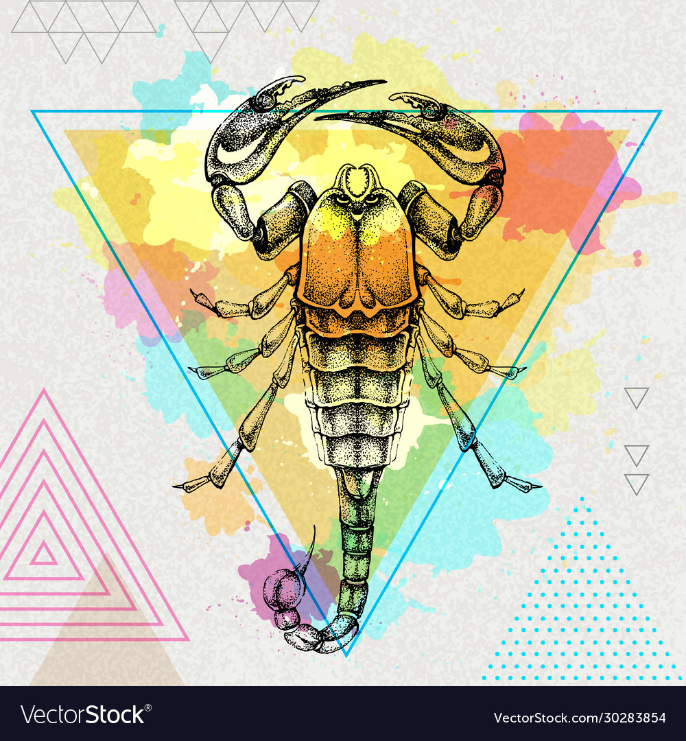 Hipster realistic scorpion on artistic background Vector Image