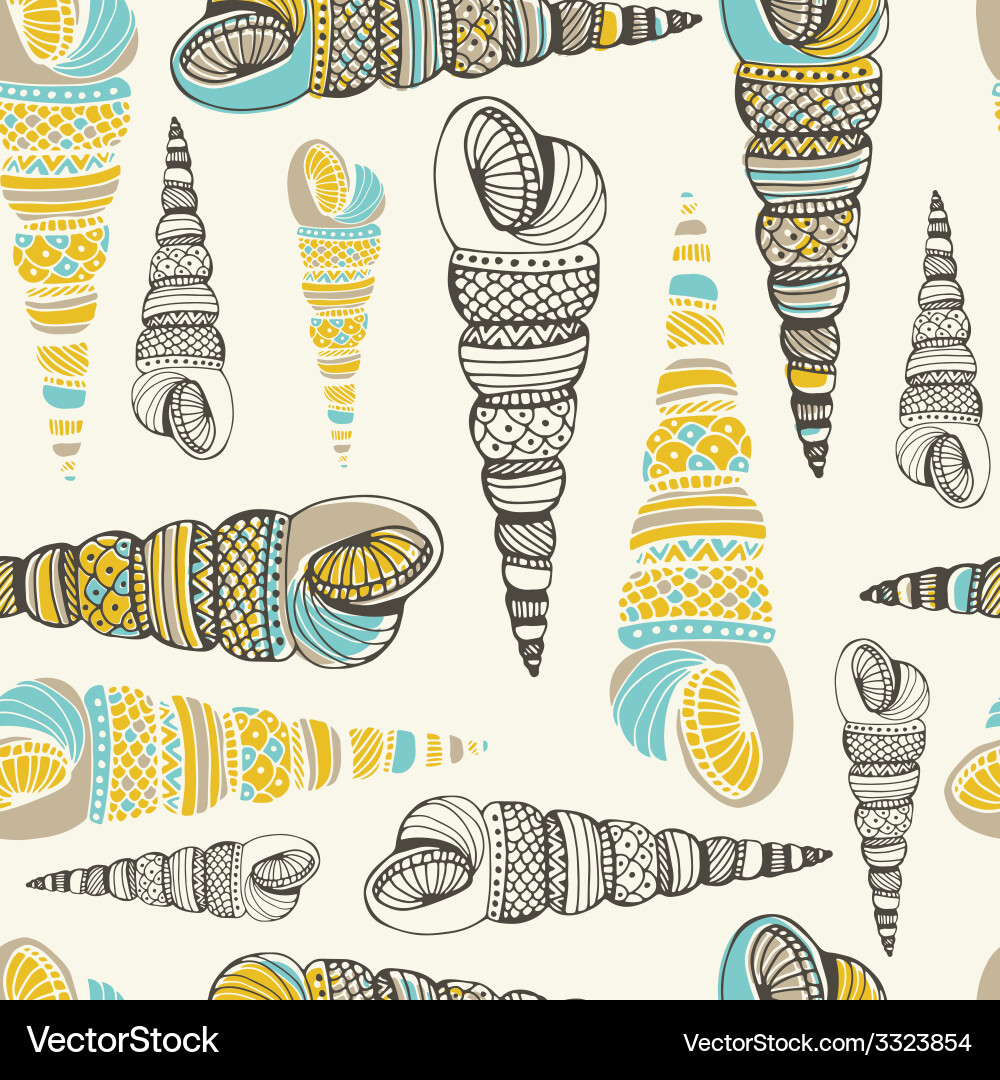 Seashell seamless pattern Royalty Free Vector Image