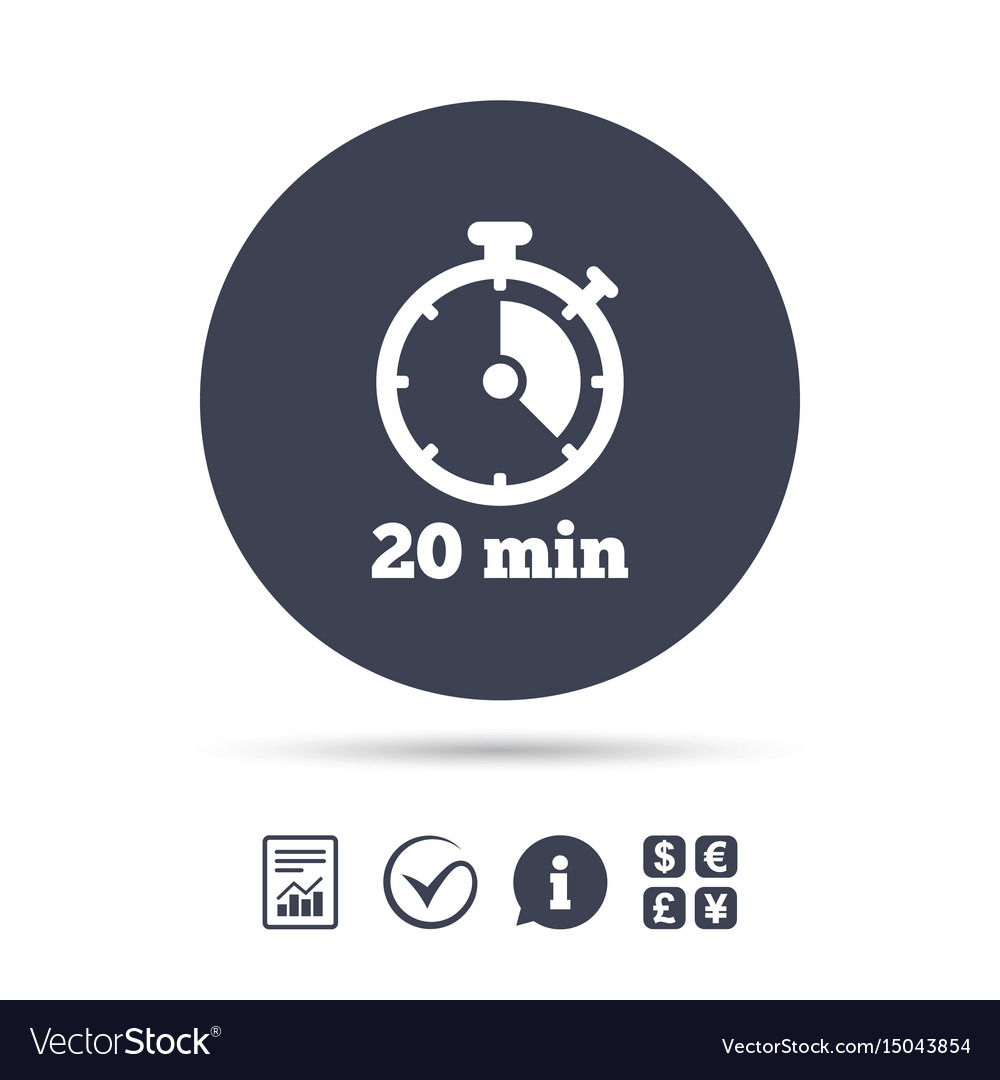 Timer sign icon 20 minutes stopwatch symbol Vector Image
