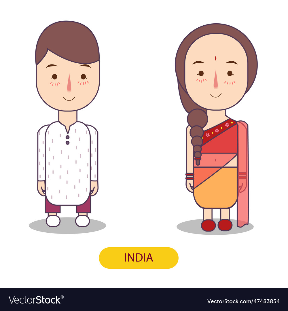 Traditional dress form country india boy and girl Vector Image