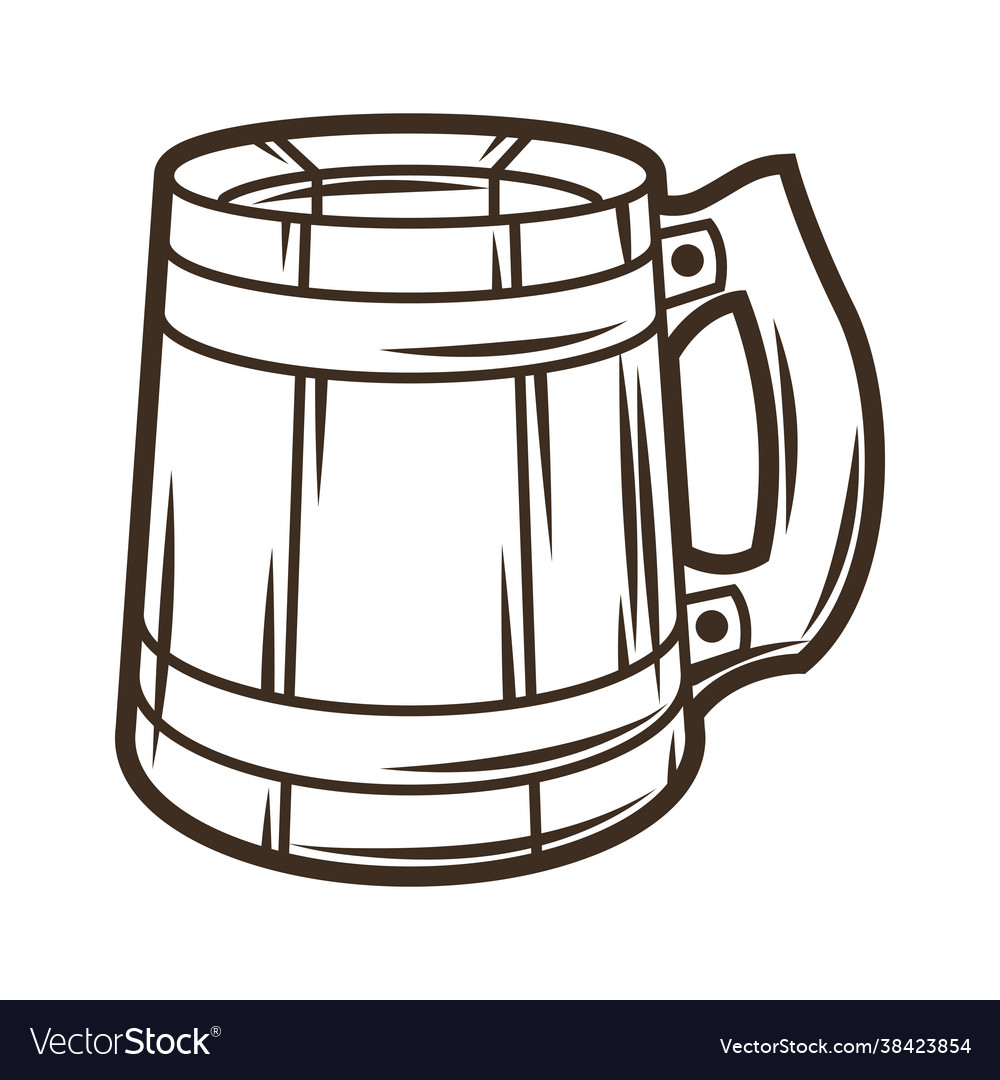 Wood mug with beer object