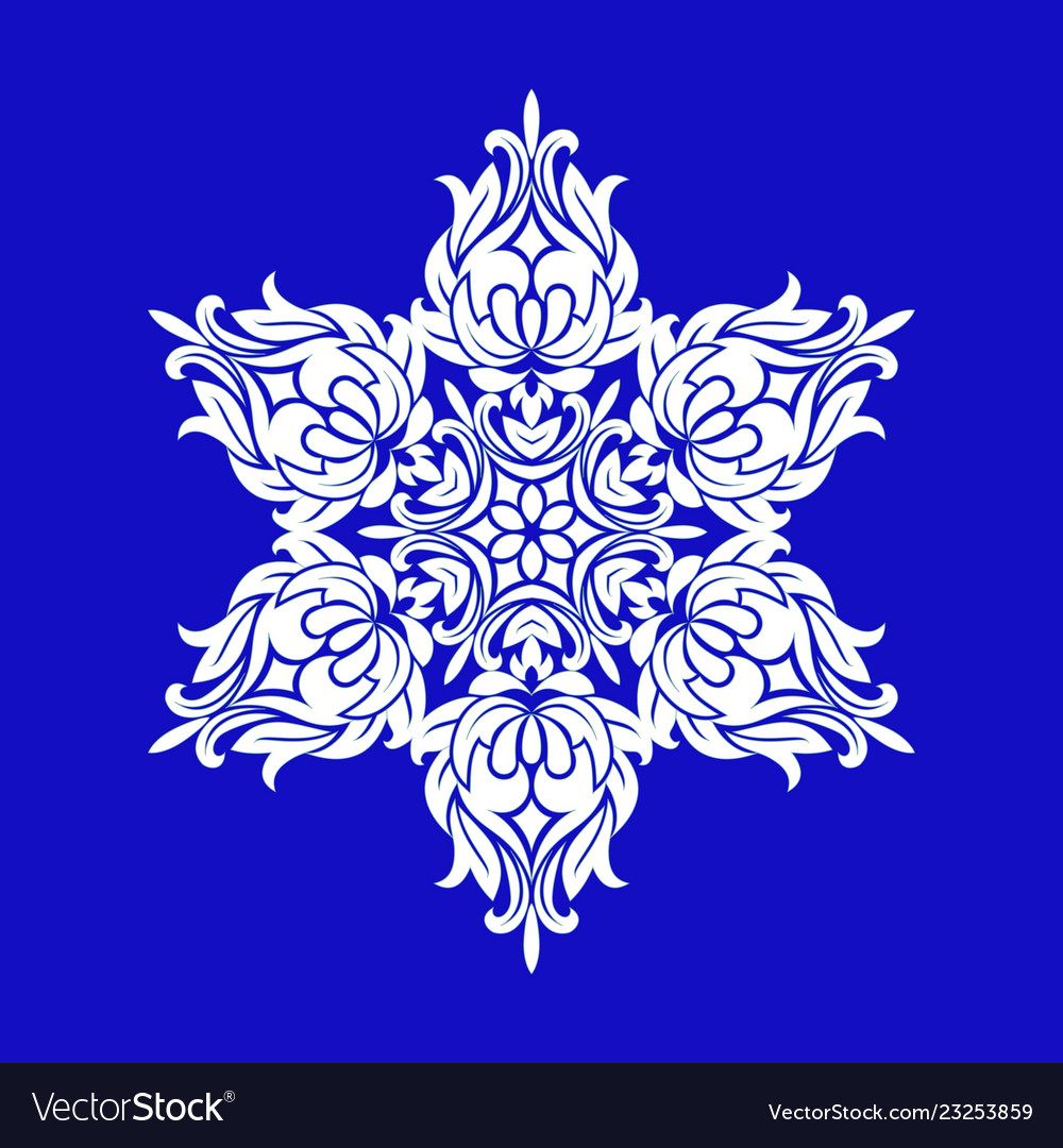 Flat design with abstract white snowflakes