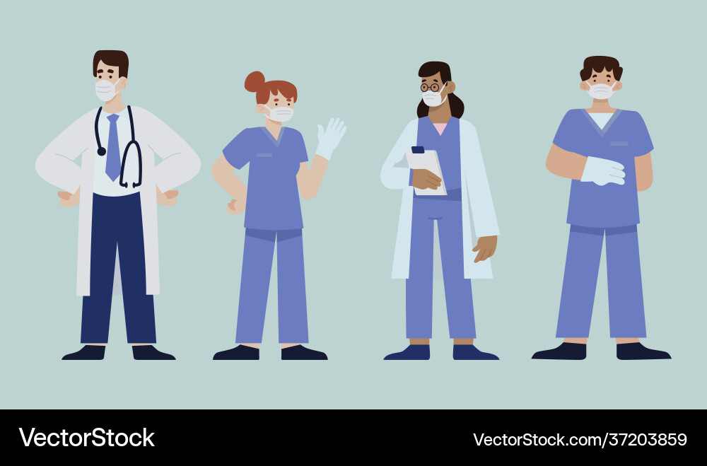 Flat doctors and nurses Royalty Free Vector Image