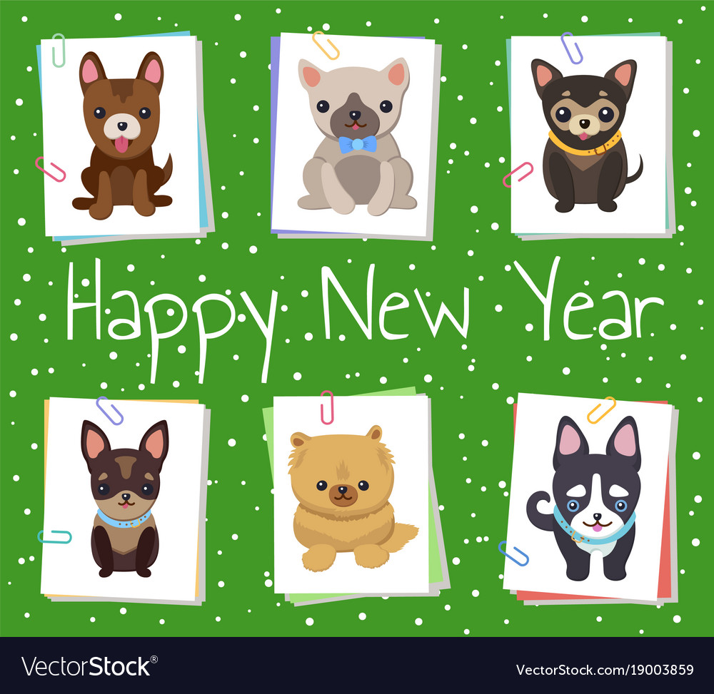 Happy new year pets poster Royalty Free Vector Image