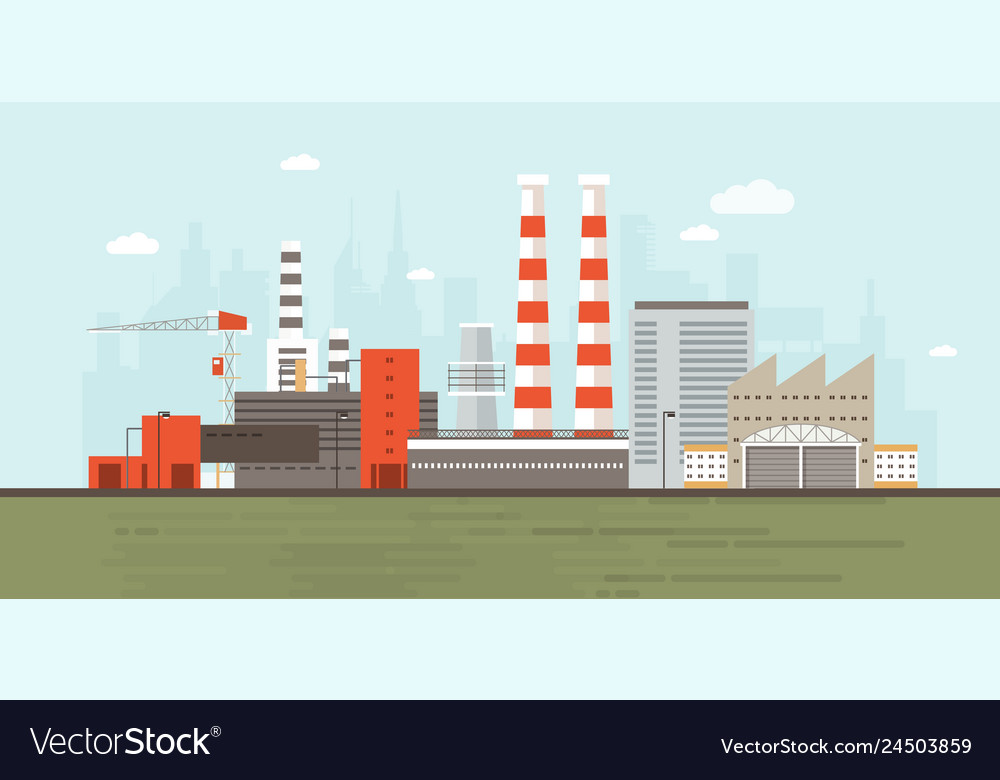 Industrial park or zone with factory buildings Vector Image Industrial park or zone with factory buildings Vector Image