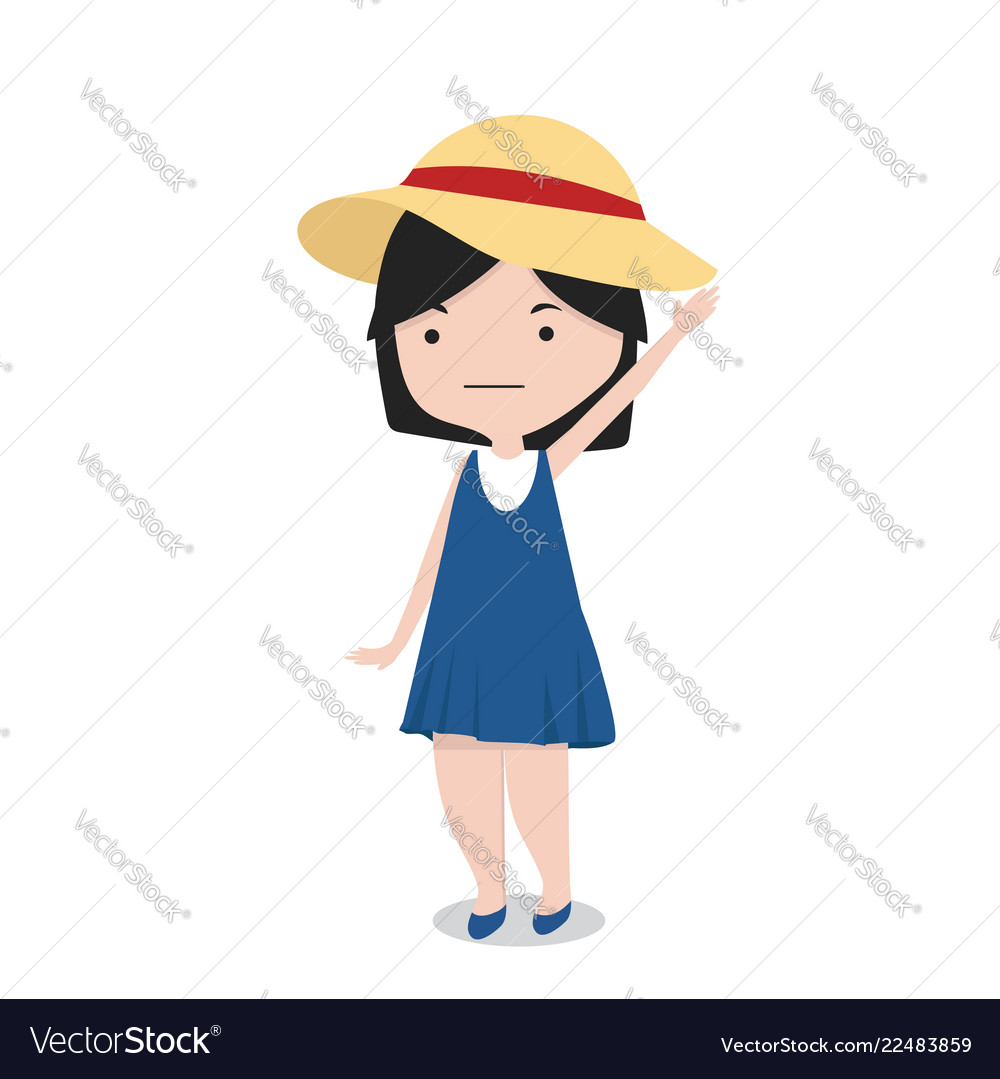 Little girl with hat cartoon character