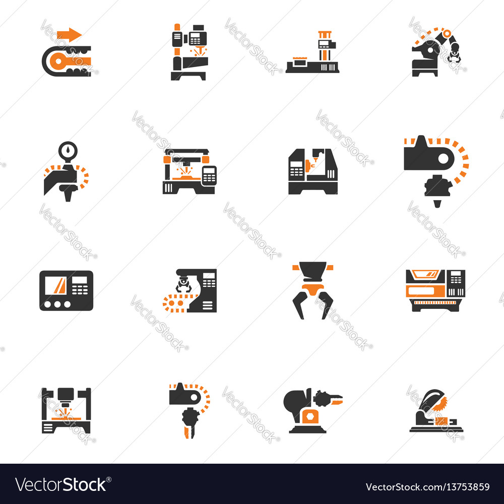 Machine tool icons set