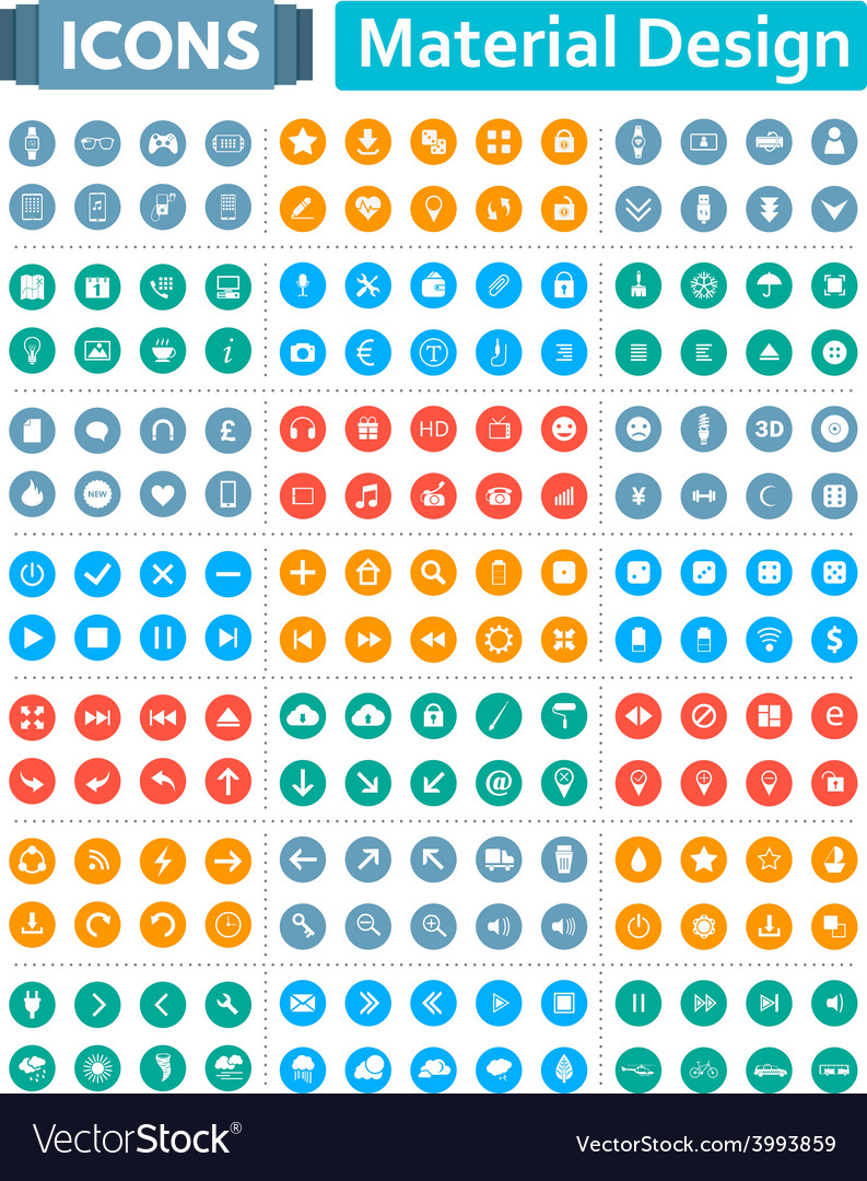 Universal set of icons in style material design Vector Image