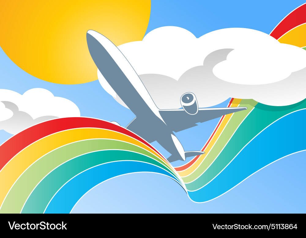 Airplane in clouds Royalty Free Vector Image - VectorStock