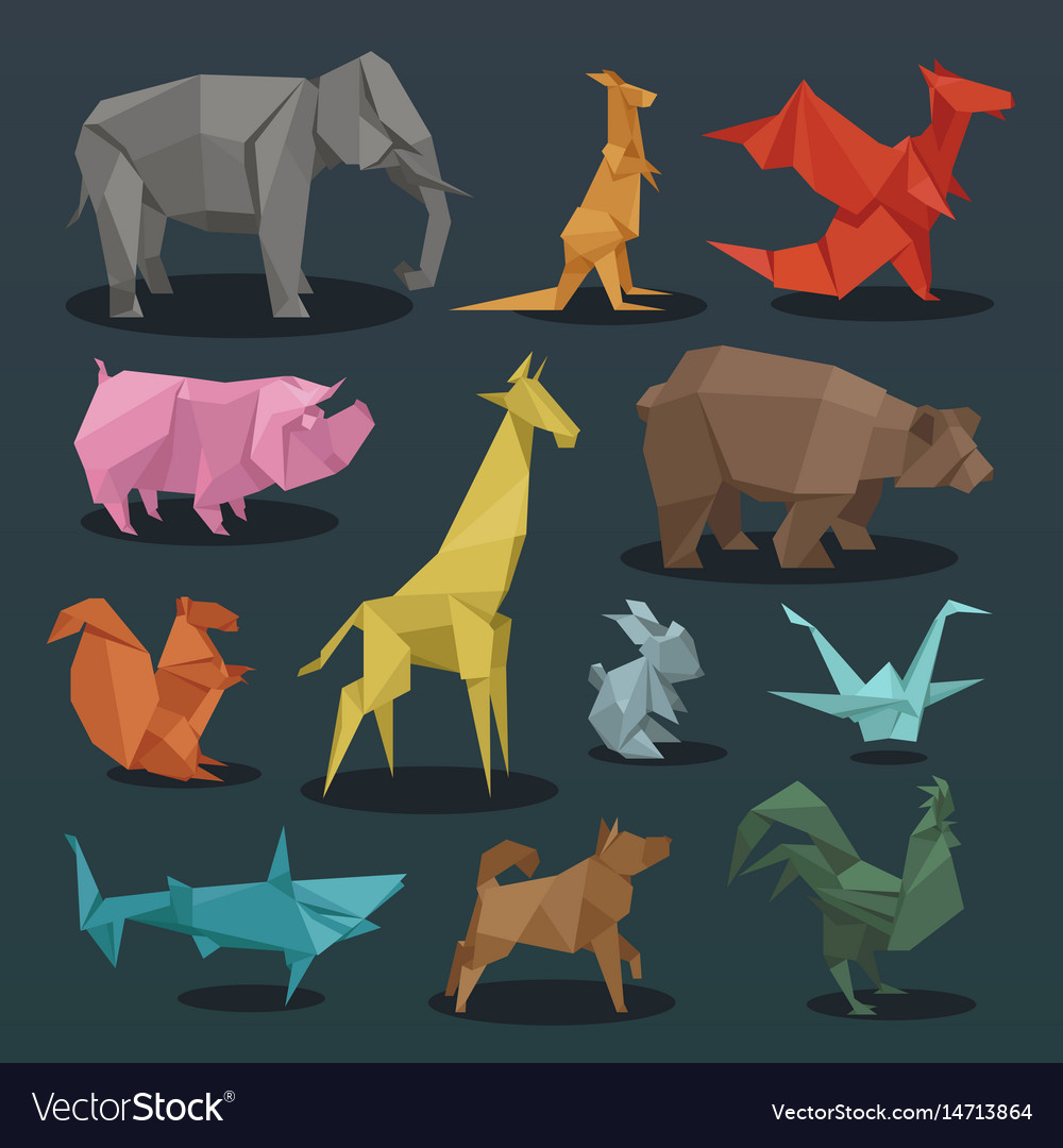 Animals origami set of wild creative Royalty Free Vector Animals origami set of wild creative Royalty Free Vector