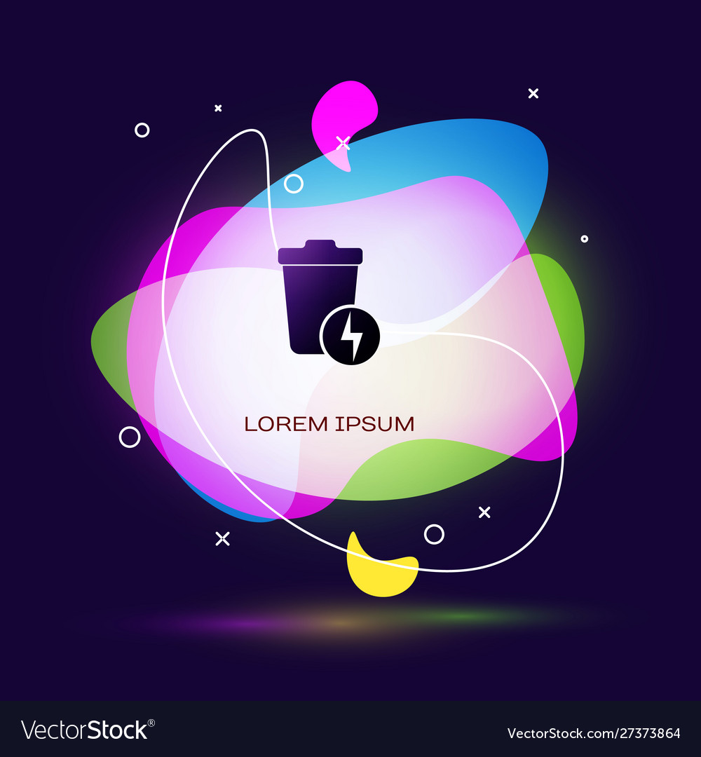 Black lightning with trash can icon isolated