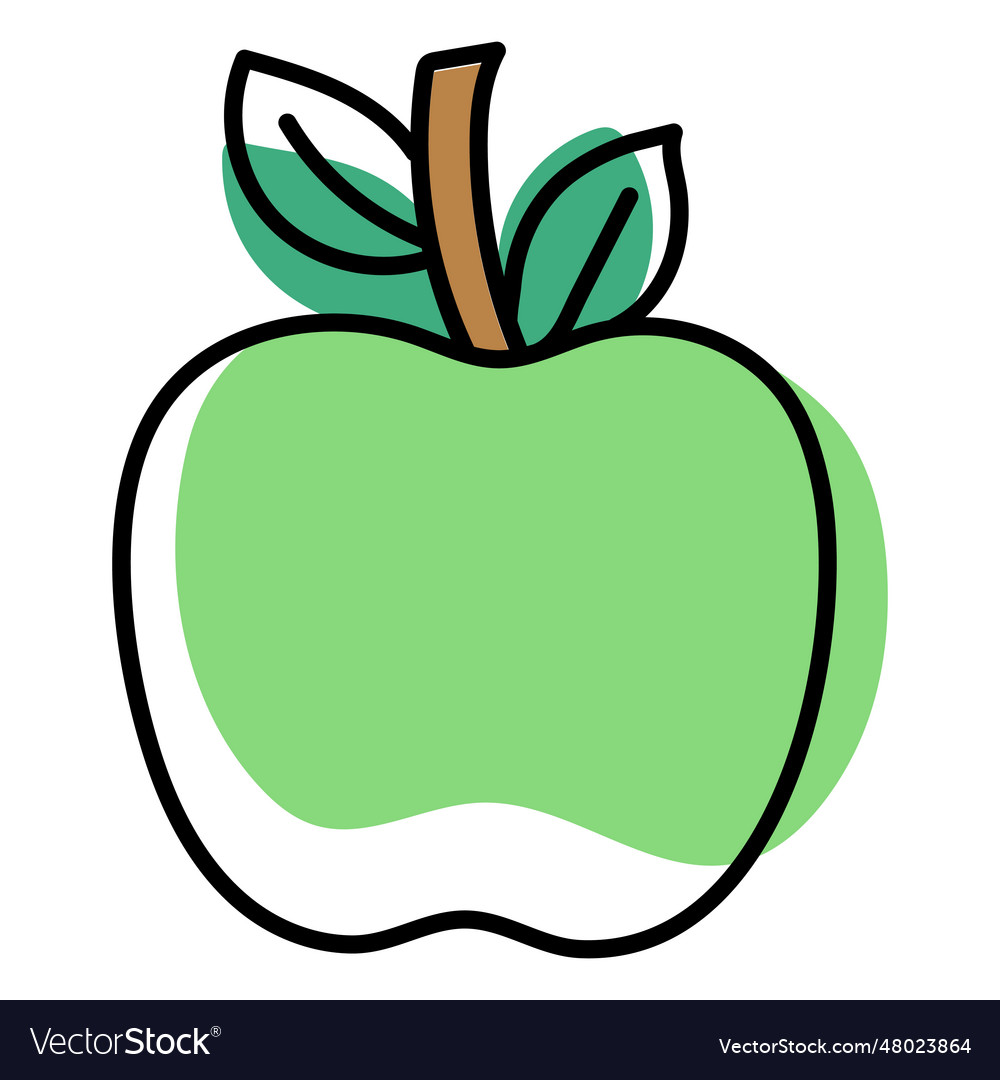 Color stroke abstract green apple