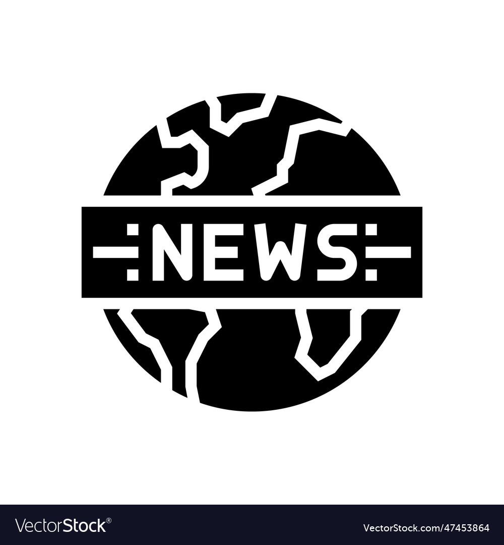 Globe news media glyph icon Royalty Free Vector Image