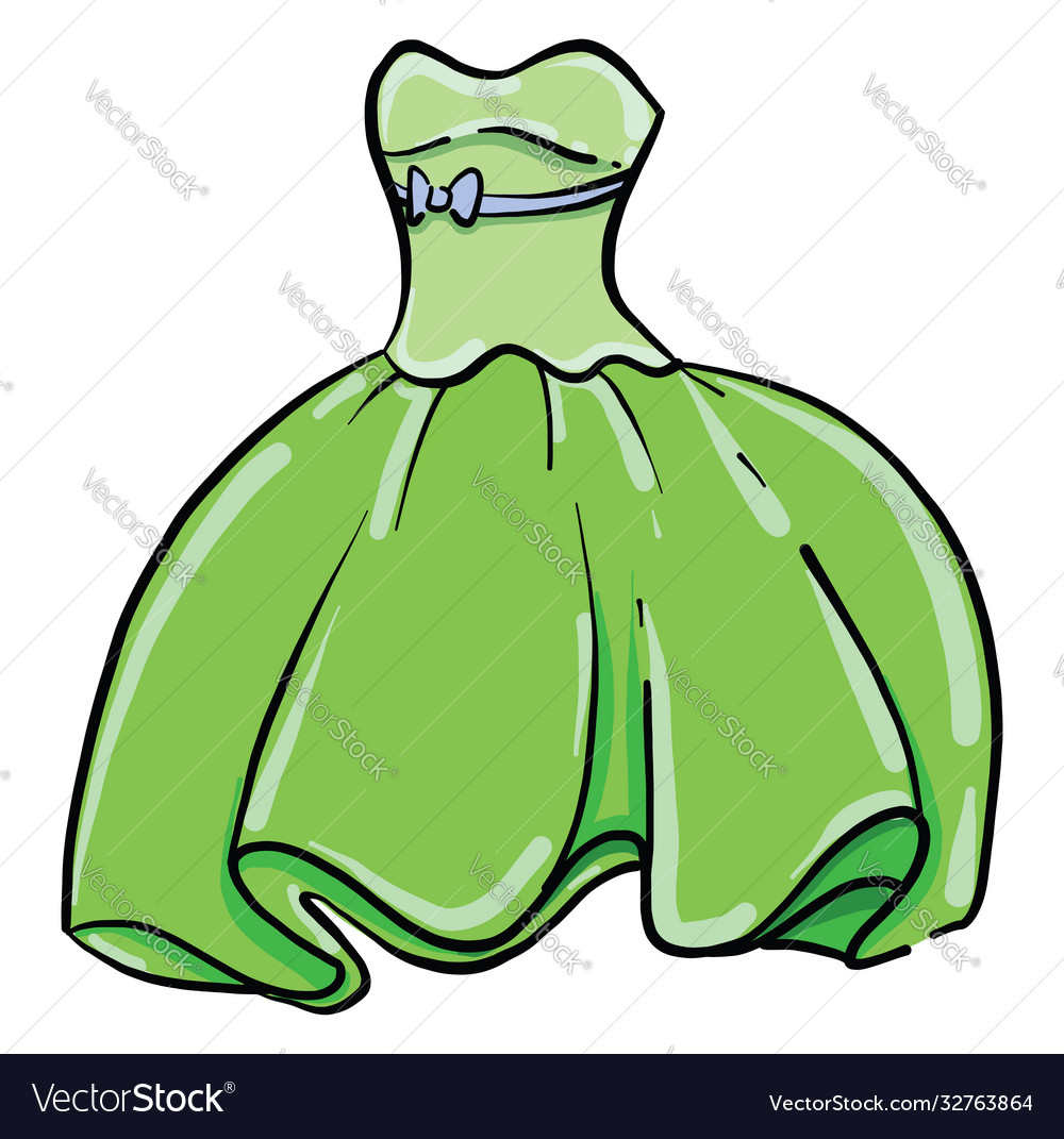 Green beautiful dress on white background