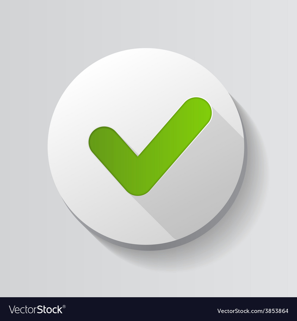 Green check mark icon button Royalty Free Vector Image