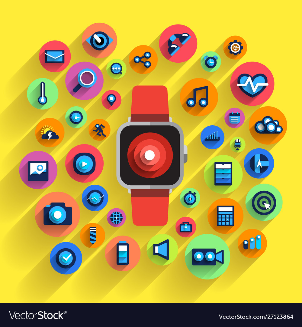 Icon set concept wearable device about technology Vector Image