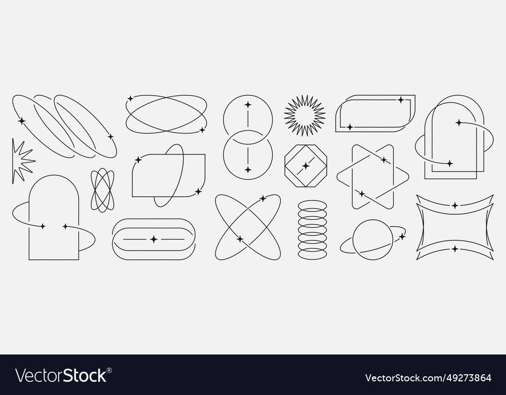 Minimalistic linear frames arches elements Vector Image