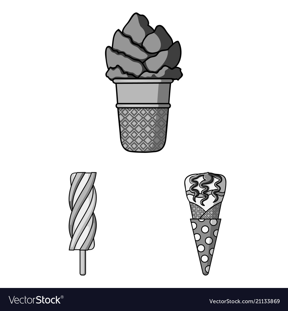 Different ice cream monochrome icons in set