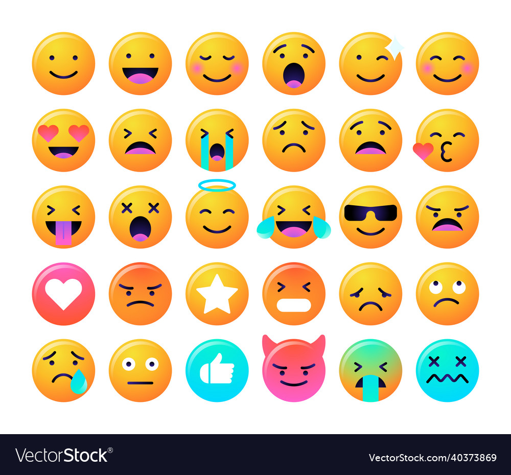 Emoji faces emoticon smile Royalty Free Vector Image