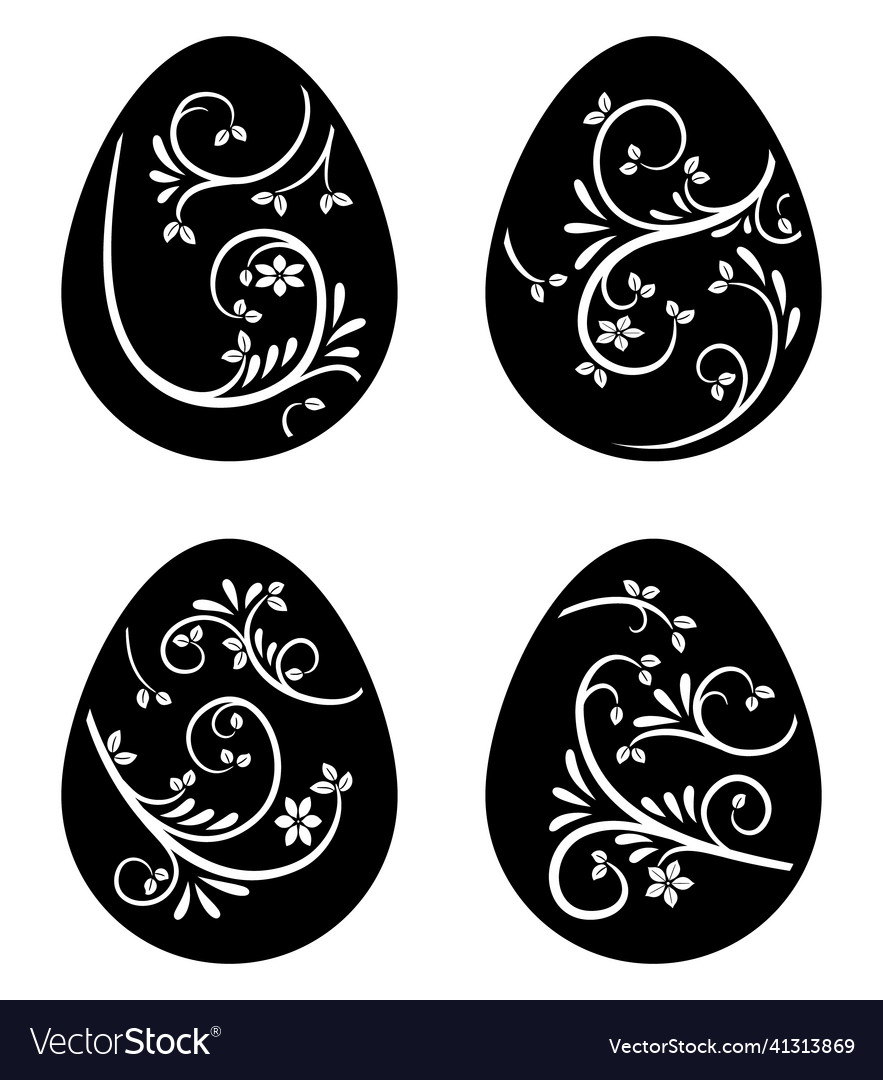 Set easter eggs floral ornament plotter template