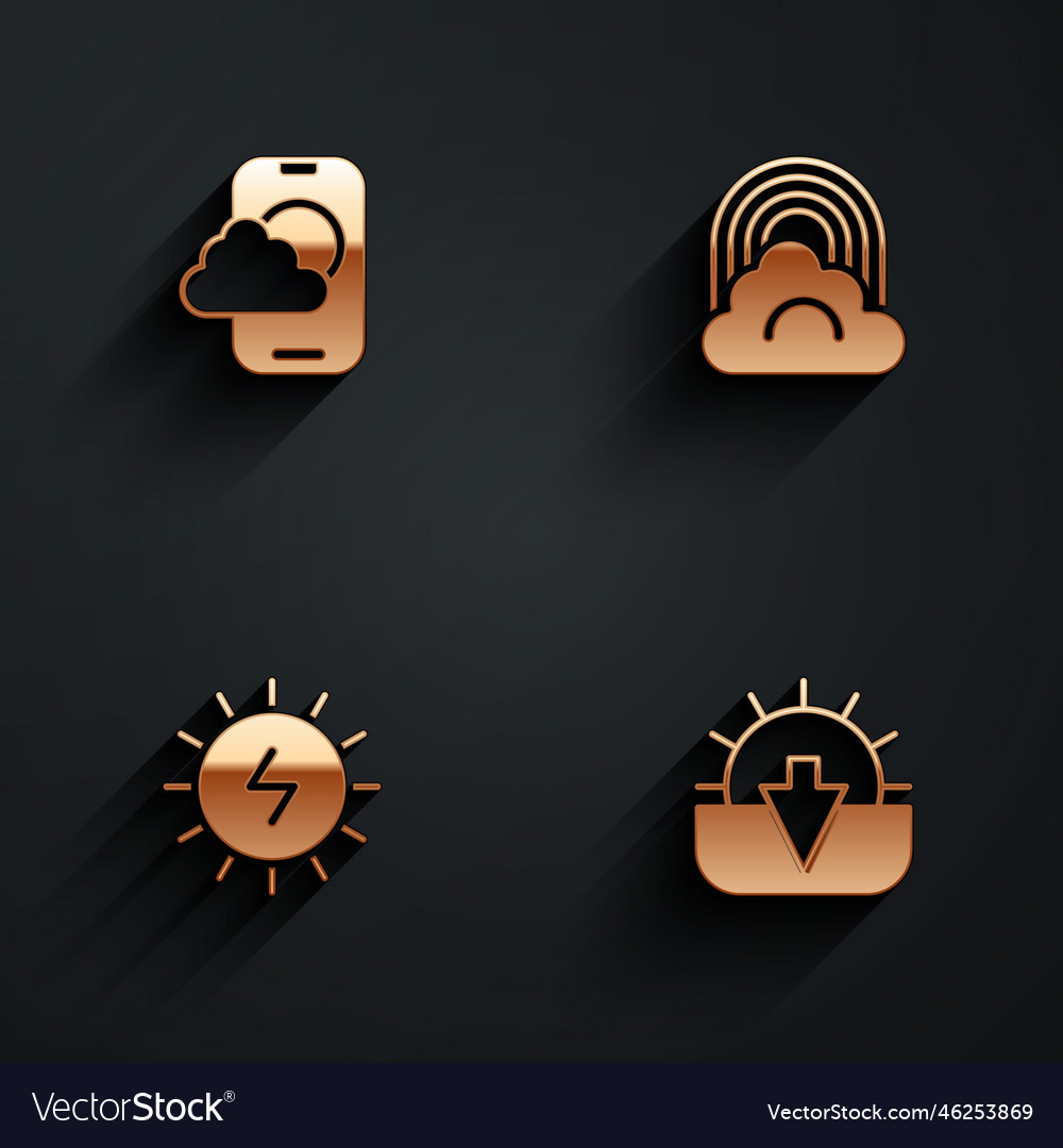 Set weather forecast app rainbow with cloud Vector Image