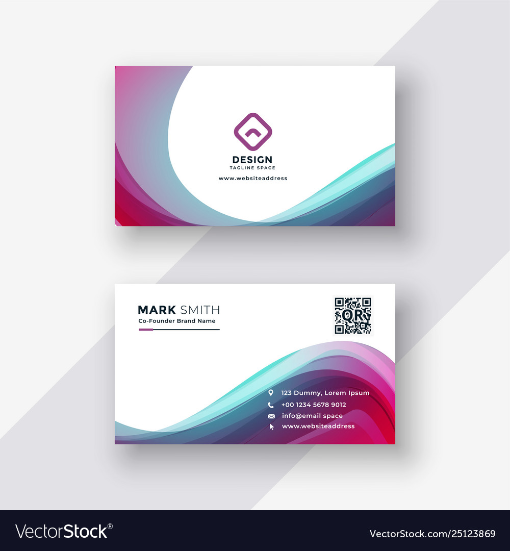 Stylish colorful wavy business card design Vector Image