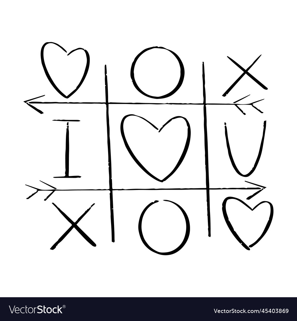 Doodle tic tac toe game Royalty Free Vector Image