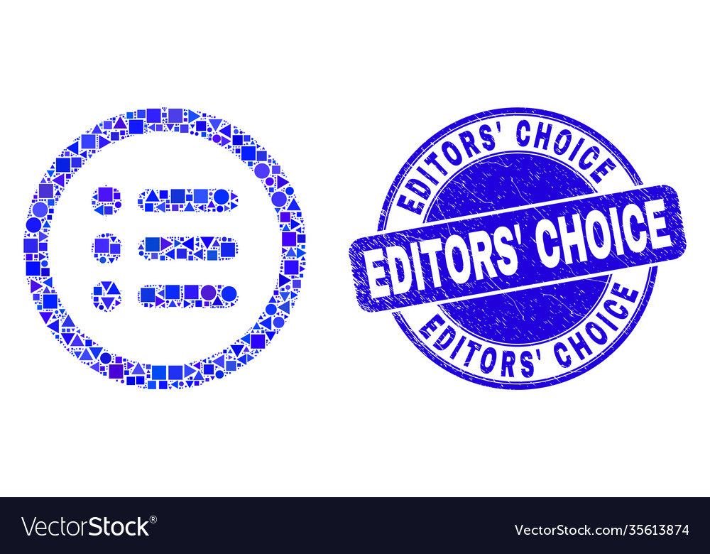 Blue scratched editors choice seal and rounded