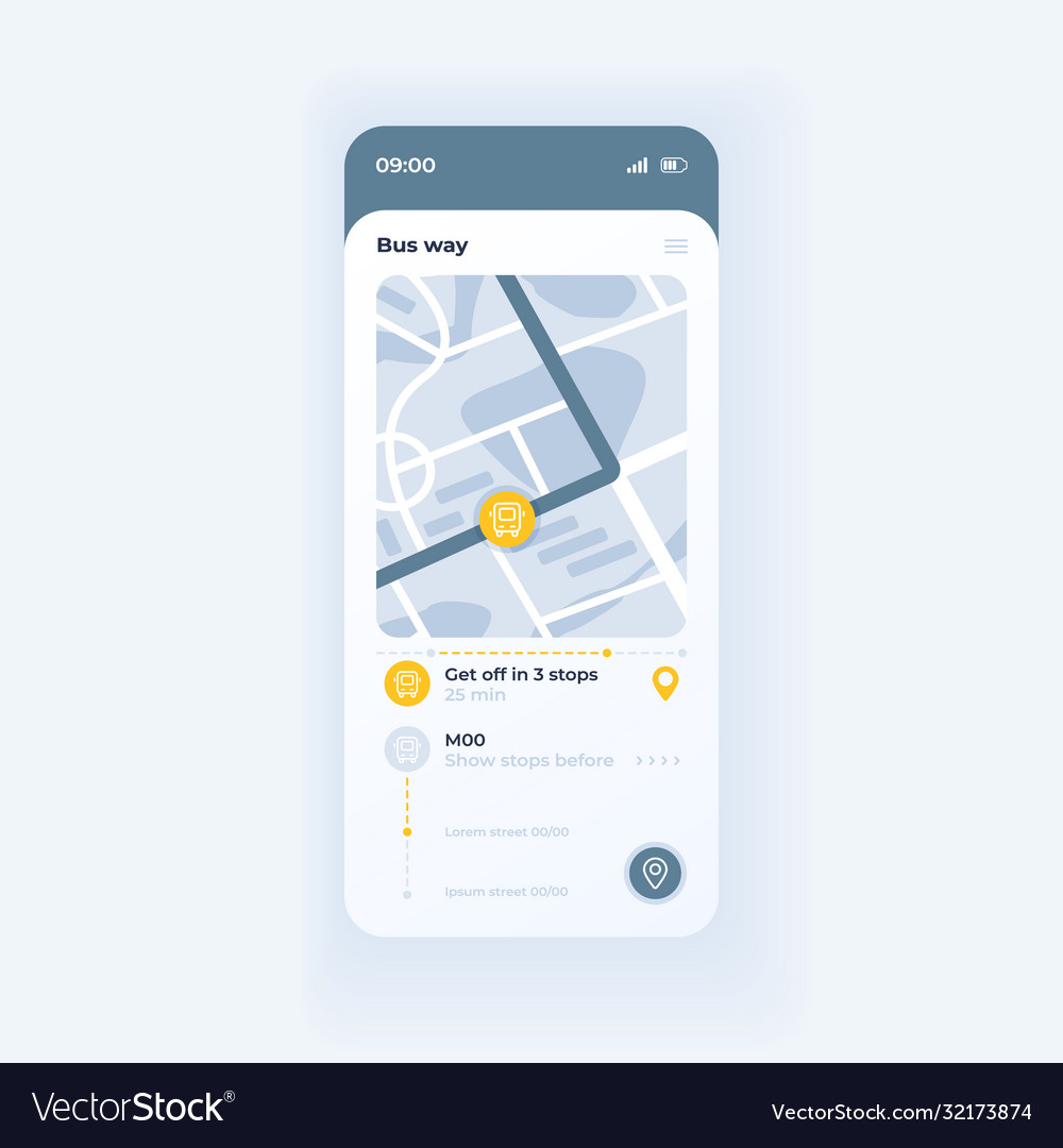 Bus route tracking app smartphone interface Vector Image