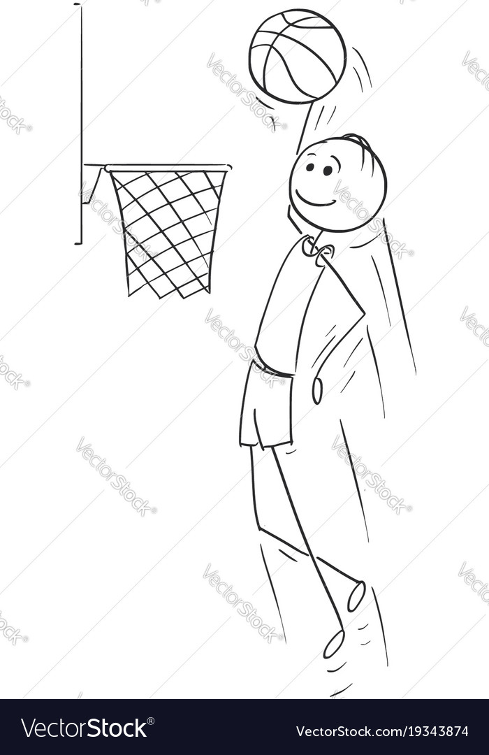 Cartoon of basketball player scoring goal Vector Image