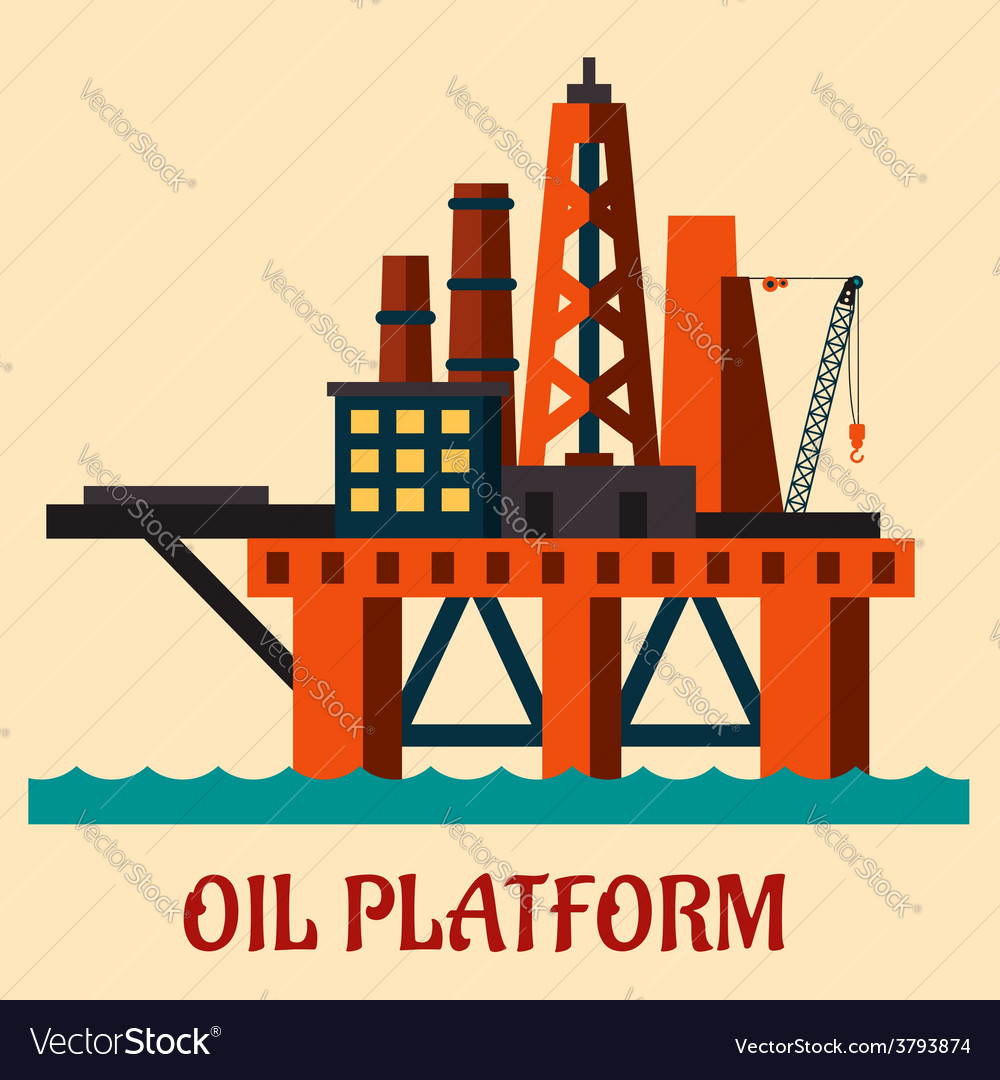 Cartoon sea oil platform Royalty Free Vector Image