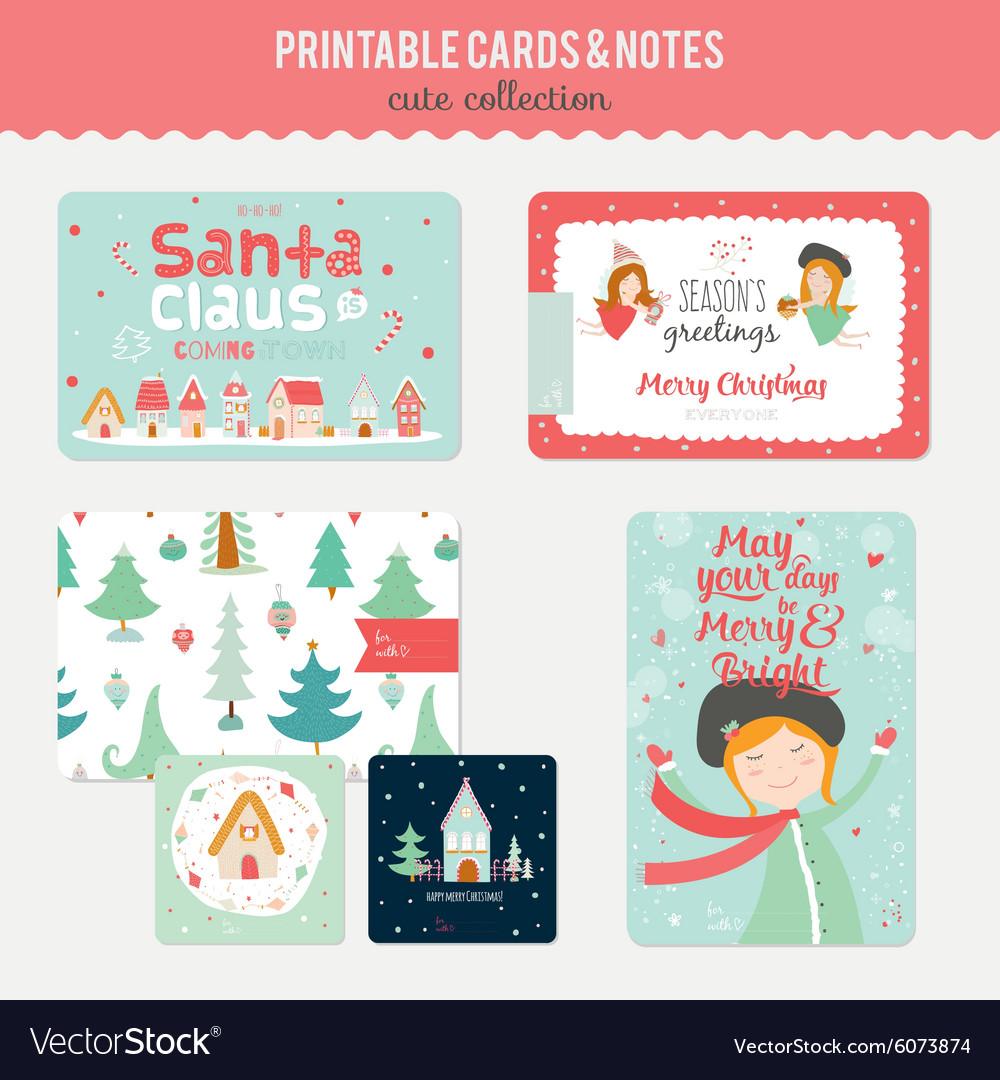 Cute christmas cards and stickers