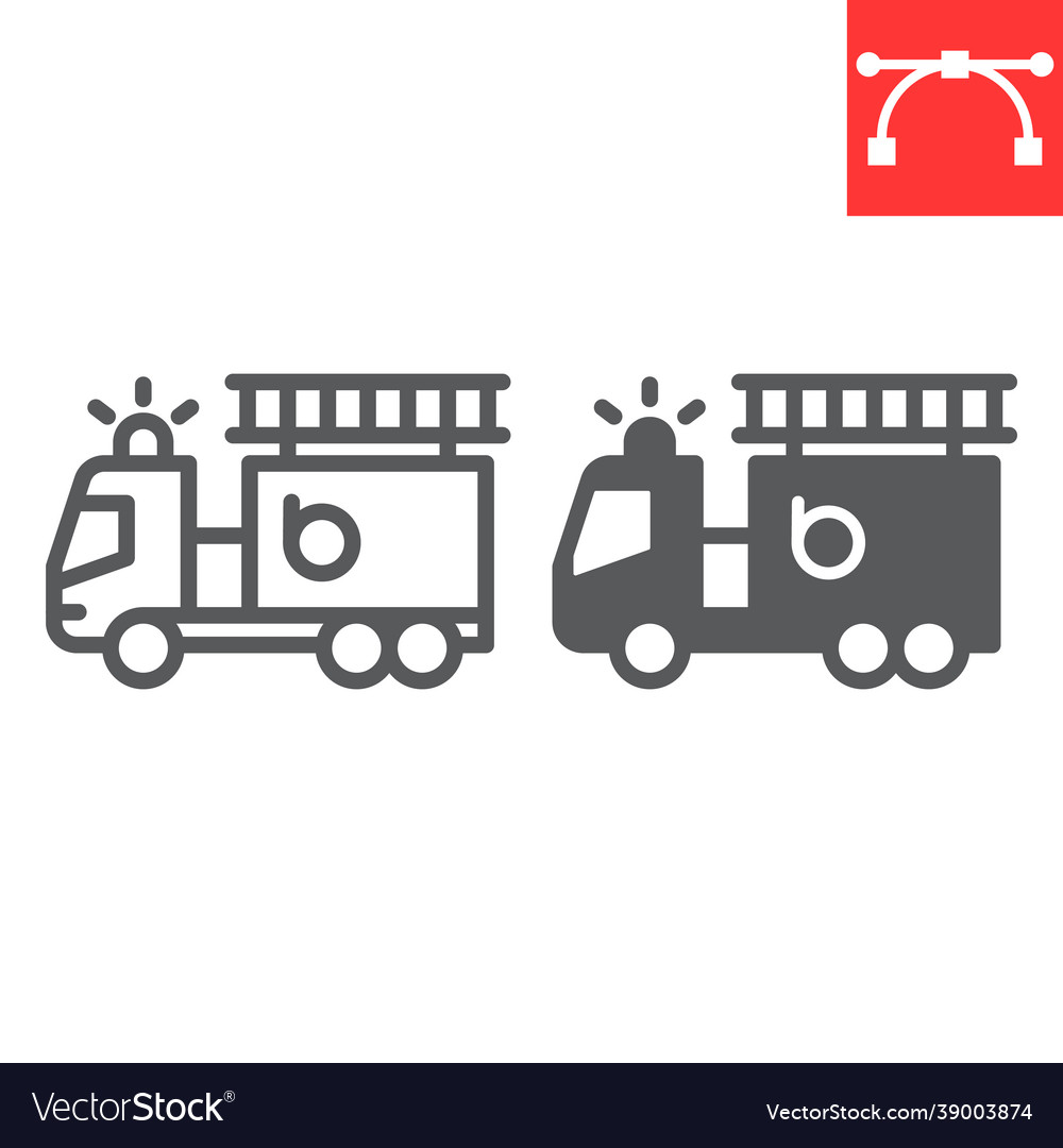 Fire engine line and glyph icon