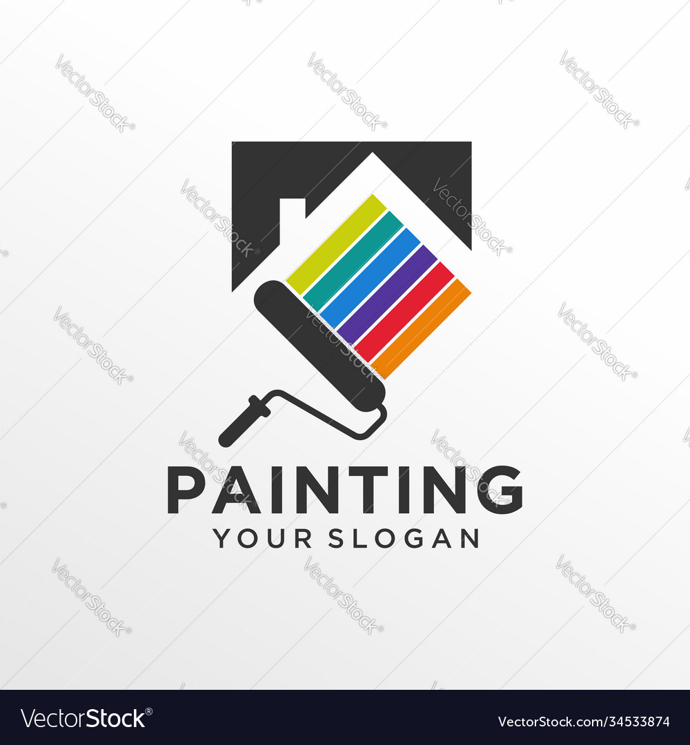 House painting logo design template Royalty Free Vector