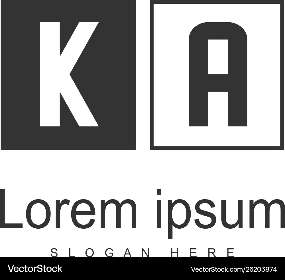 Initial ka logo template with modern frame Vector Image