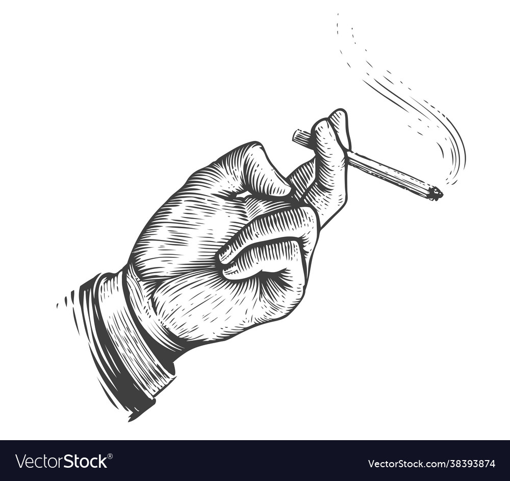 Smoke break cigarette in hand vintage Royalty Free Vector