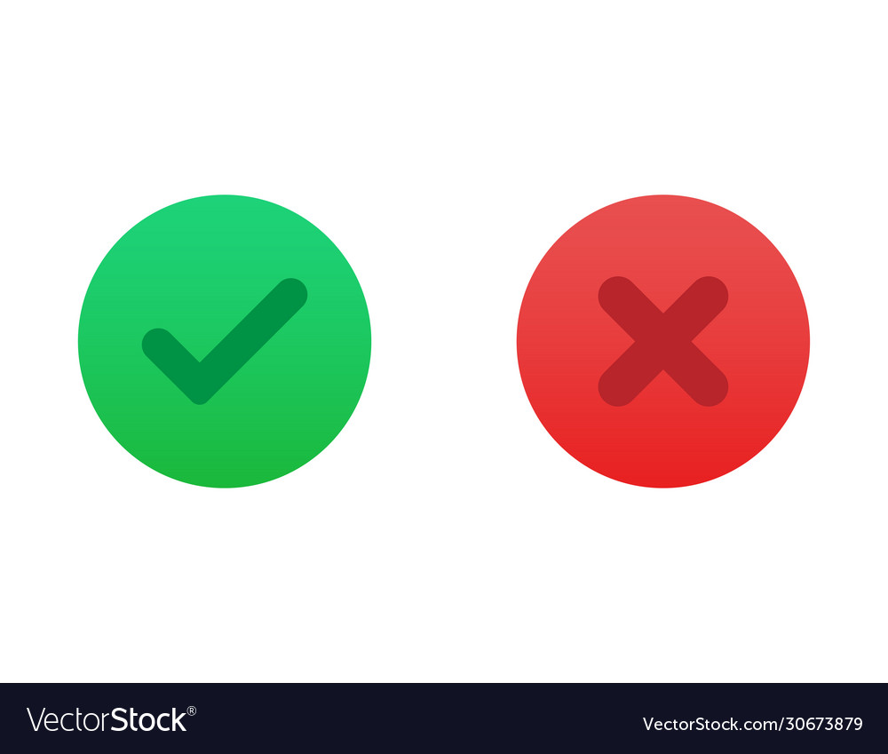 Correct or incorrect icon right or wrong answer Vector Image