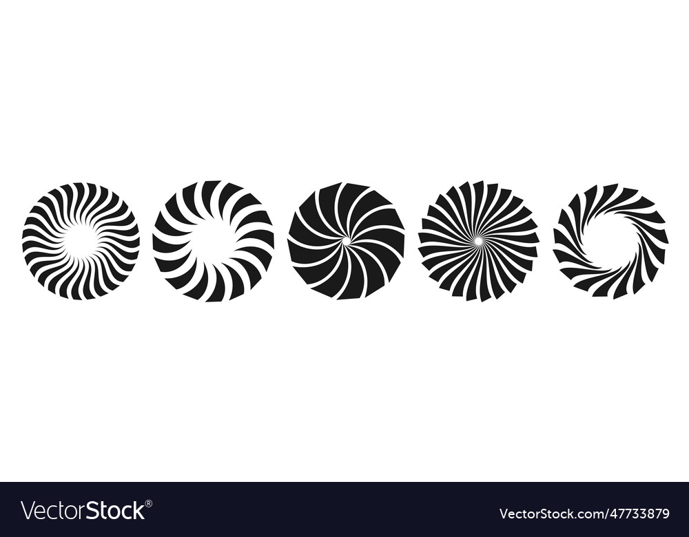 Curled sunburst circles collection stylized Vector Image