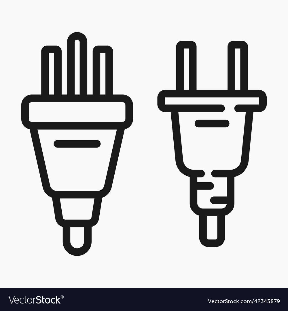 Electric plug line icon flat