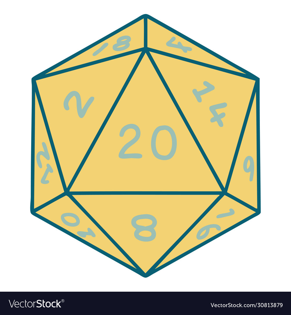 Natural 20 d20 dice roll Royalty Free Vector Image