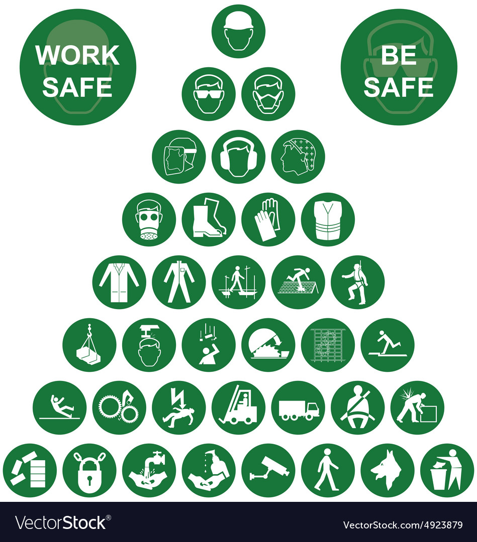 Pyramid Health And Safety Green Icon Collection Vector, 46% OFF