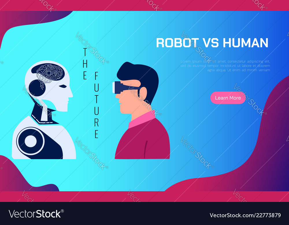 Robot Vs Human Ai Artificial Intelligence Replace Vector Image Robot Vs Human Ai Artificial Intelligence Replace Vector Image