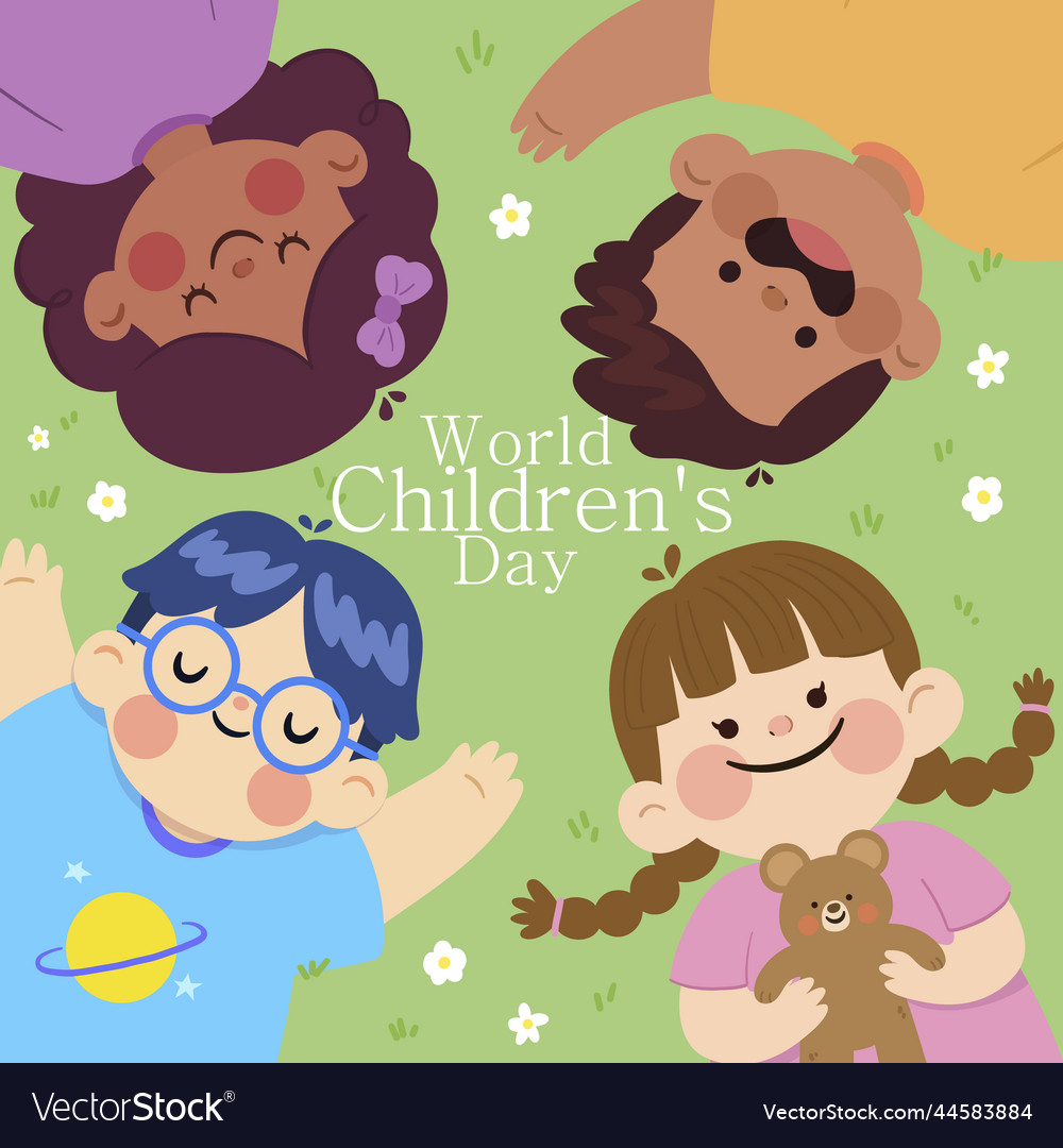 Flat world children day Royalty Free Vector Image