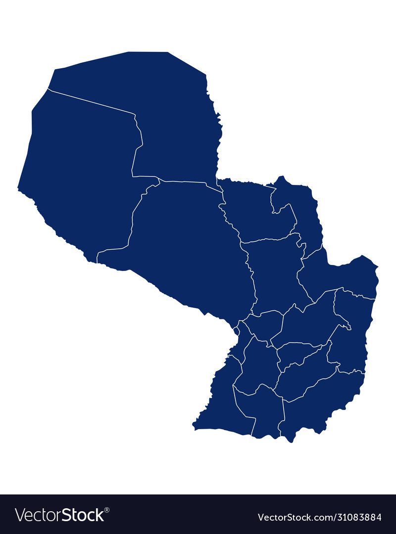 Map paraguay with regions and borders Royalty Free Vector