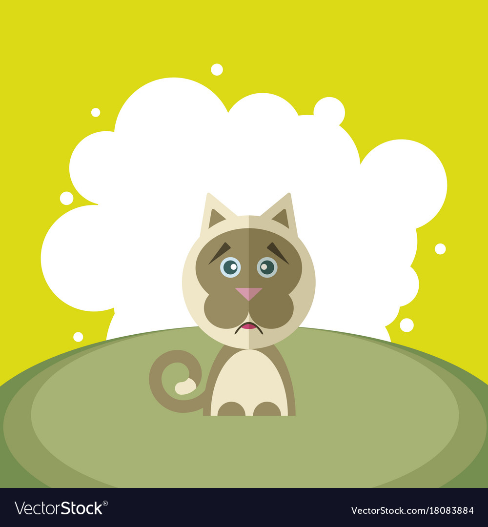 Sad cat on a background of white circles Vector Image