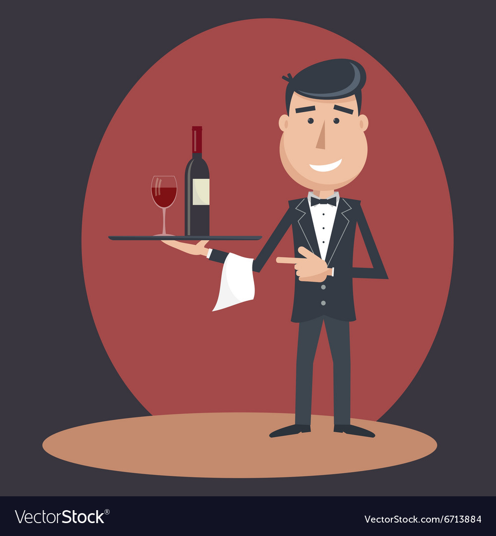 Waiter wine Royalty Free Vector Image - VectorStock