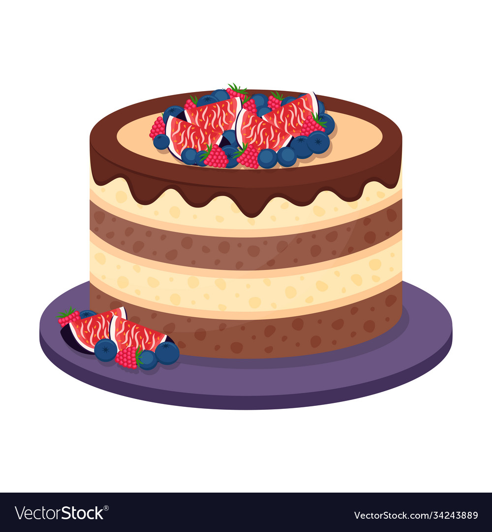 Birthday cake on white background Royalty Free Vector Image